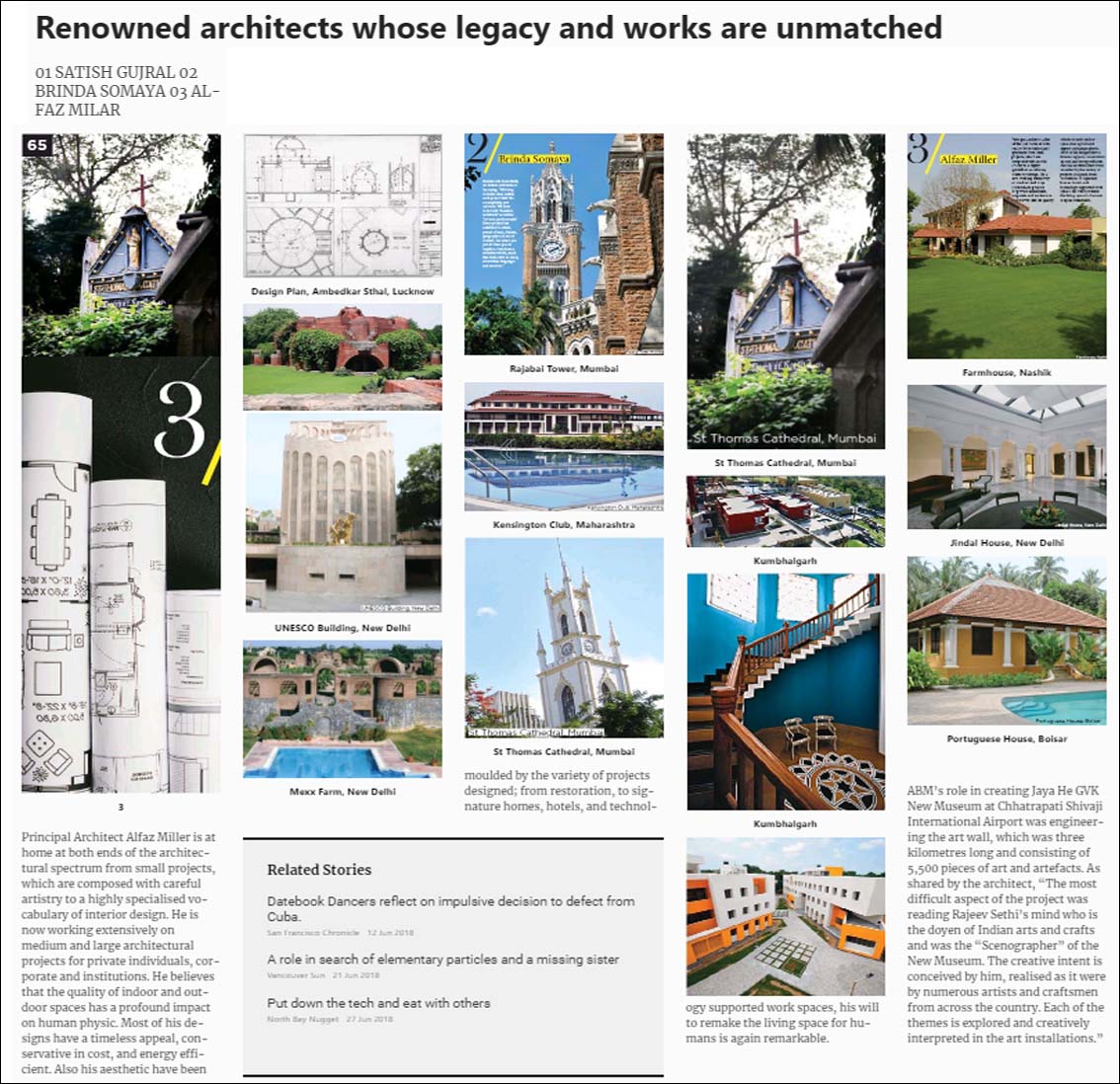 Renowned architects whose legacy and works are unmatched , Brinda somaya - June 2018